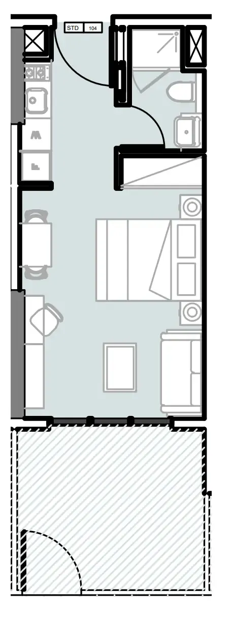 Verdana III Studio floor plan, 410 sqft
