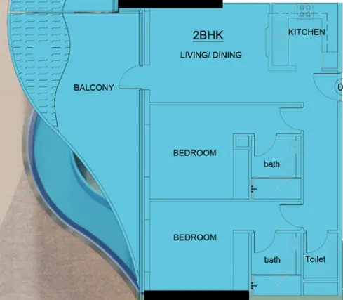 Volga Tower 2 bed floor plan, 1,188 sqft