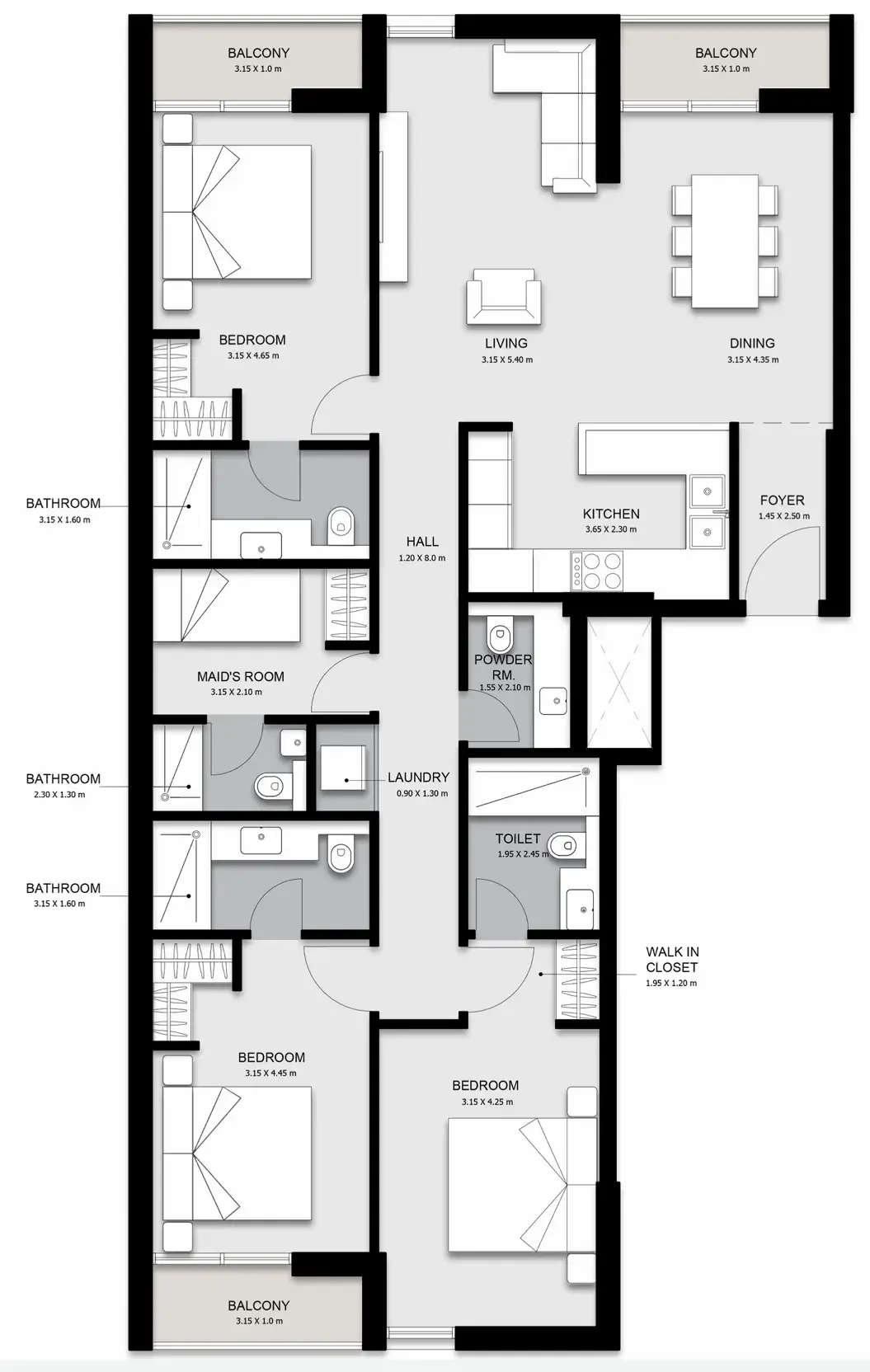 Al Mamsha Sharjah 3 bed floor plan, 1,476 sqft