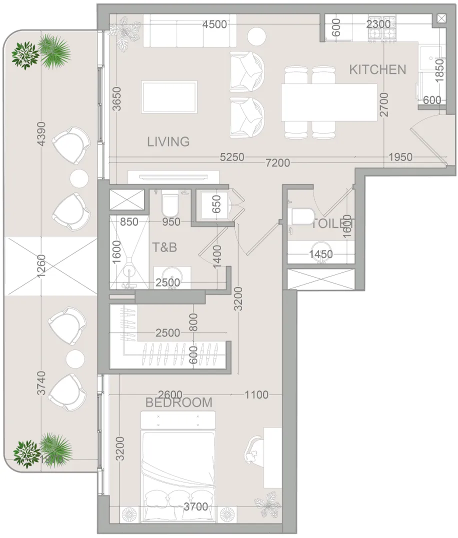 TETR1S Tower 1 bed floor plan, 815 sqft