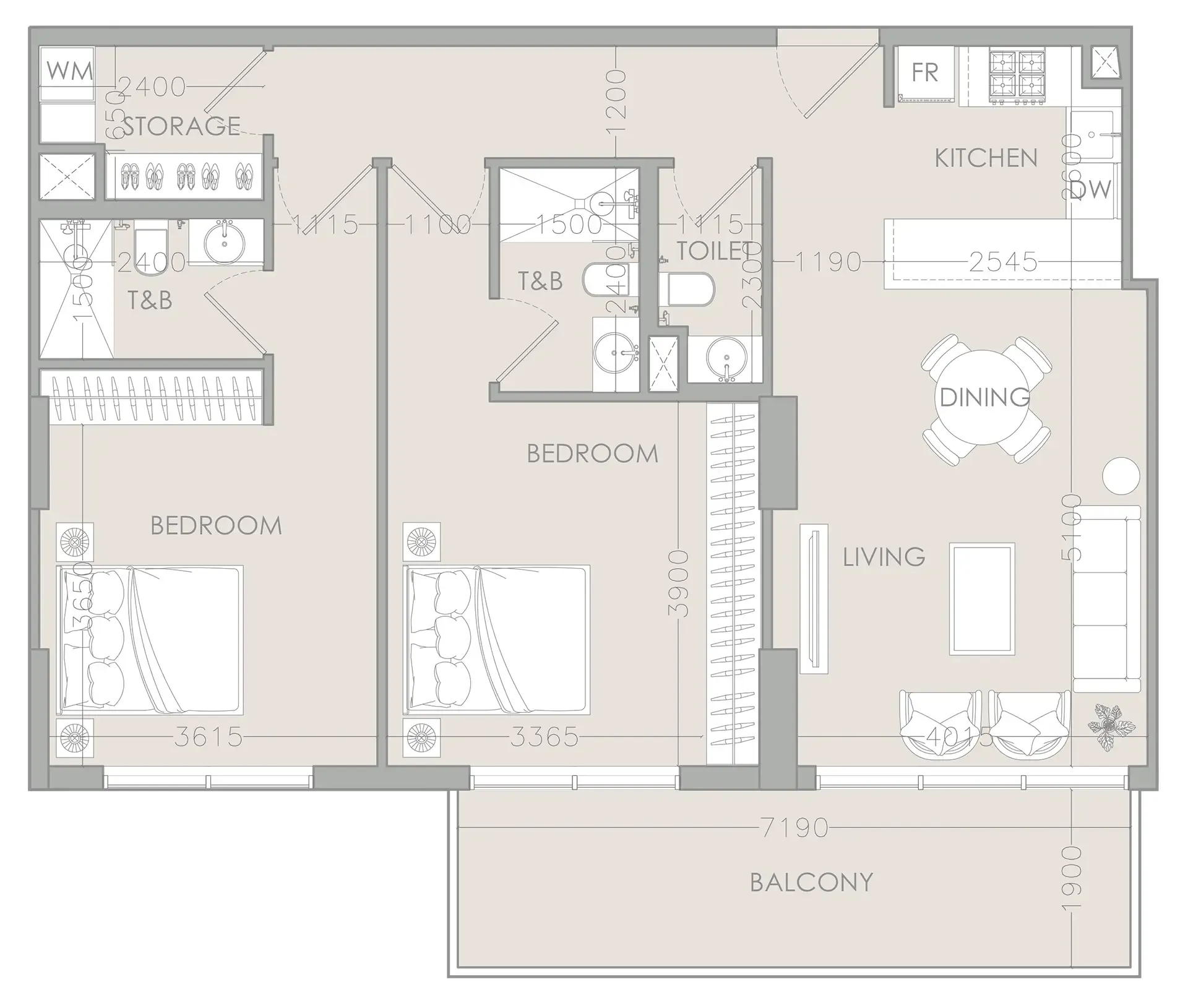 IR1DIAN Park 2 bed floor plan, 1,172 sqft