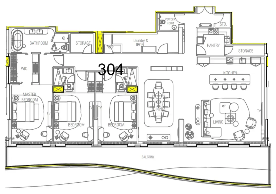 Sofitel Residences 3 bed floor plan, 3,571 sqft