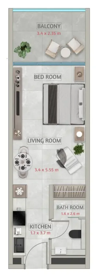 Sakura Gardens Studio floor plan, 453 – 460 sqft