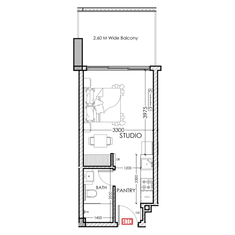 Al Haseen Residences 5 Studio floor plan, 377 sqft