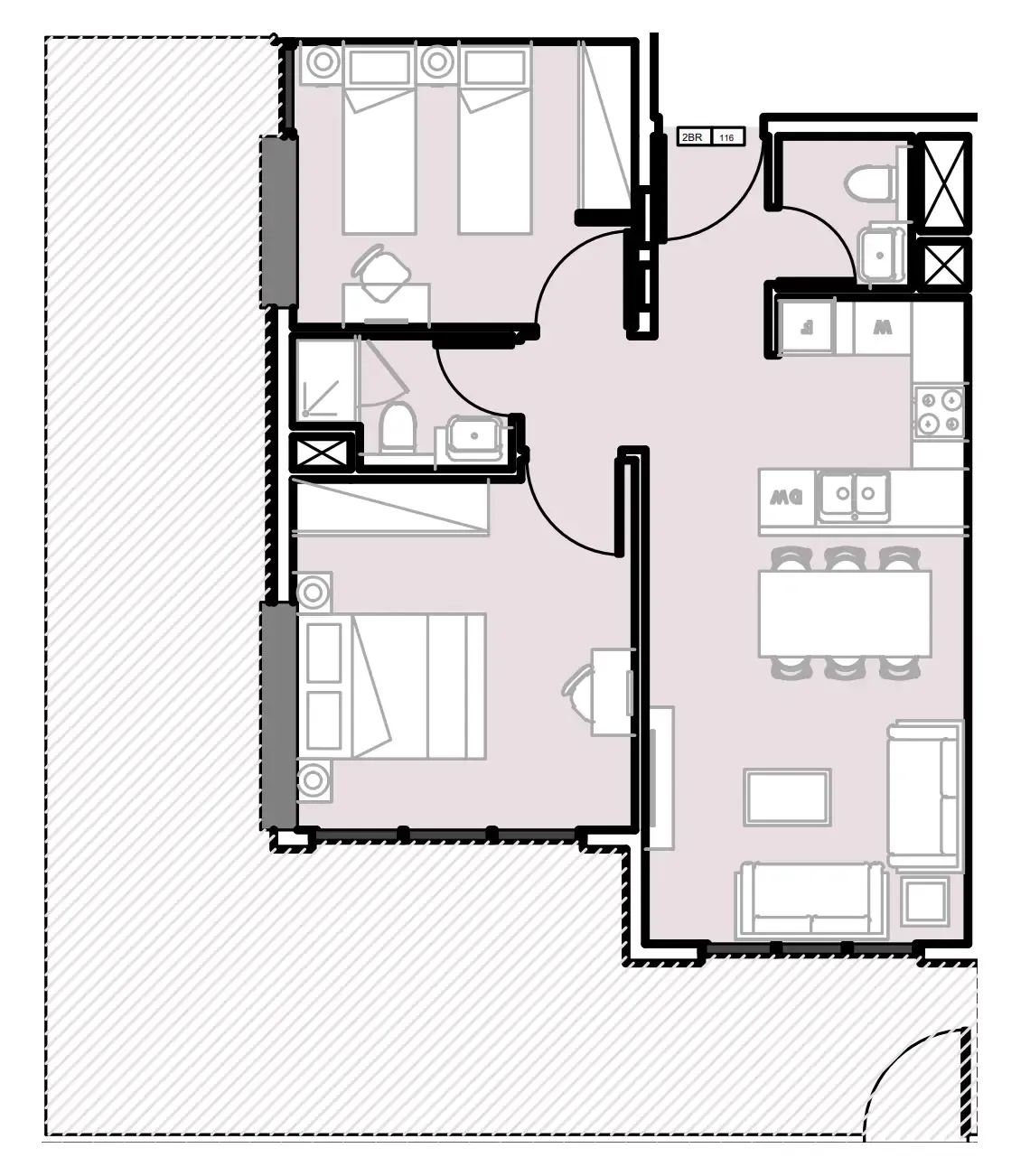 Verdana III 2 bed floor plan, 1,193 sqft