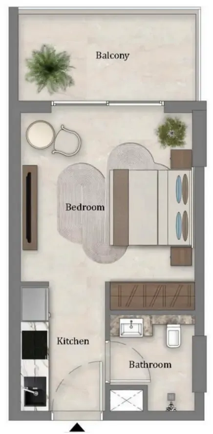 Mirari Lagoon by Zoya Studio floor plan, 355 sqft