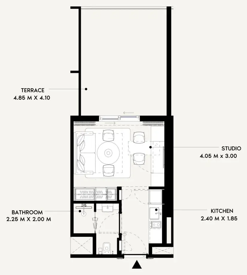 Azizi Lina Studio floor plan, 492 sqft