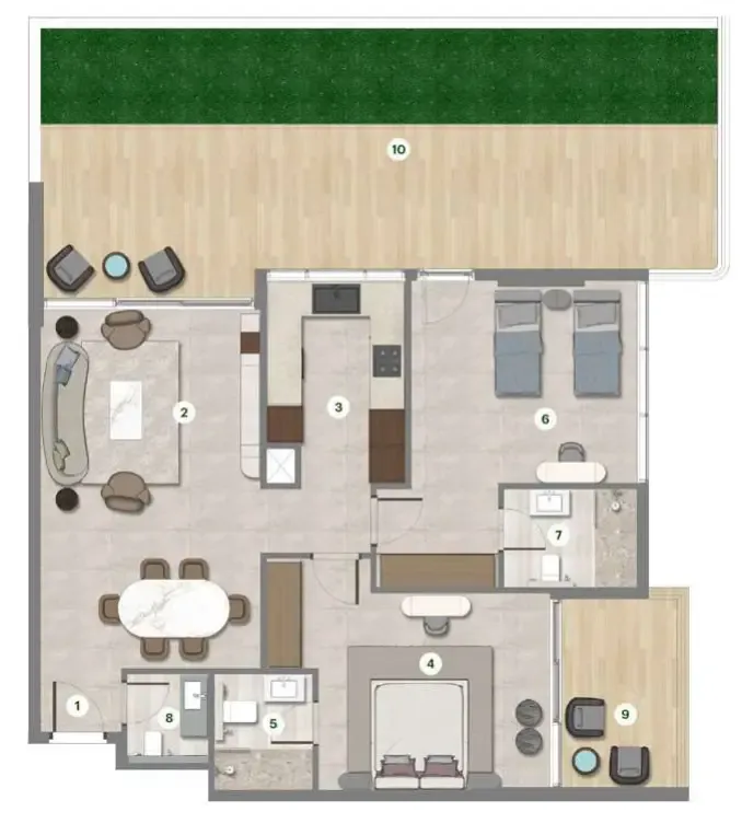 Parkgreen Residences 2 bed floor plan, 1,573 sqft