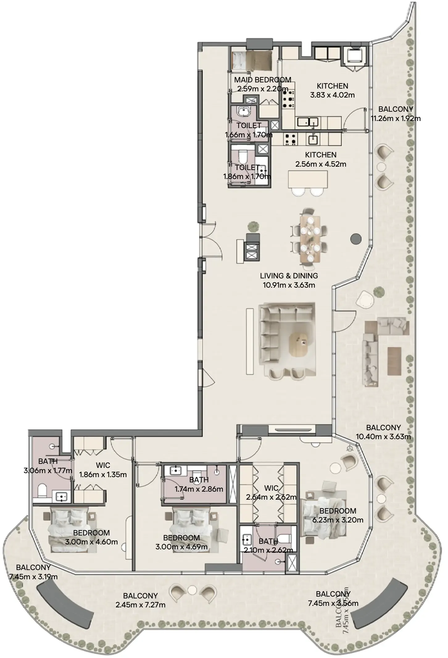 Mirasol II 3 bed floor plan, 3,742 sqft
