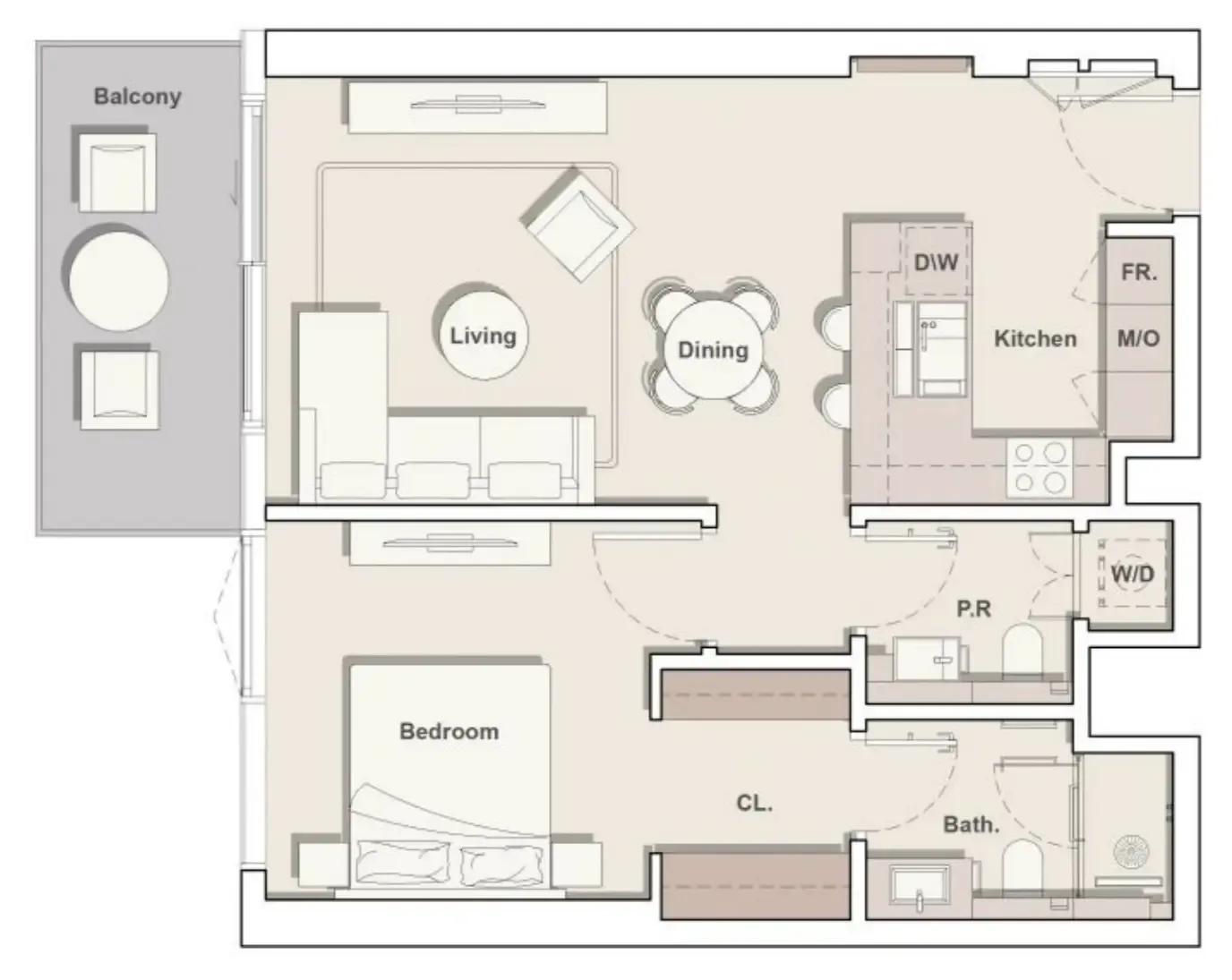 Eltiera Views 1 bed floor plan, 803 sqft