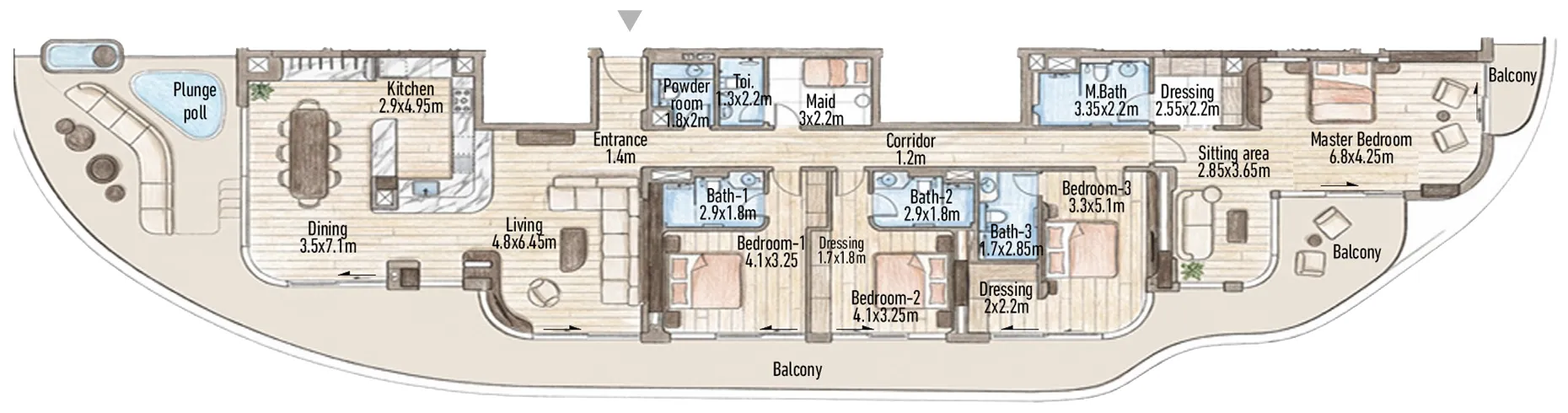 Flow 25 4 bed floor plan, 3,815 – 3,821 sqft