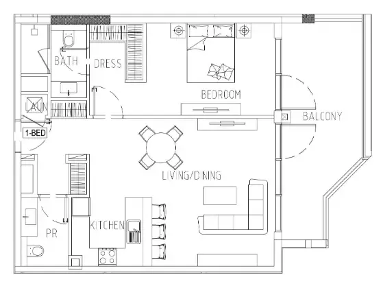 Damac Riverside Views 1 bed floor plan, 921 sqft