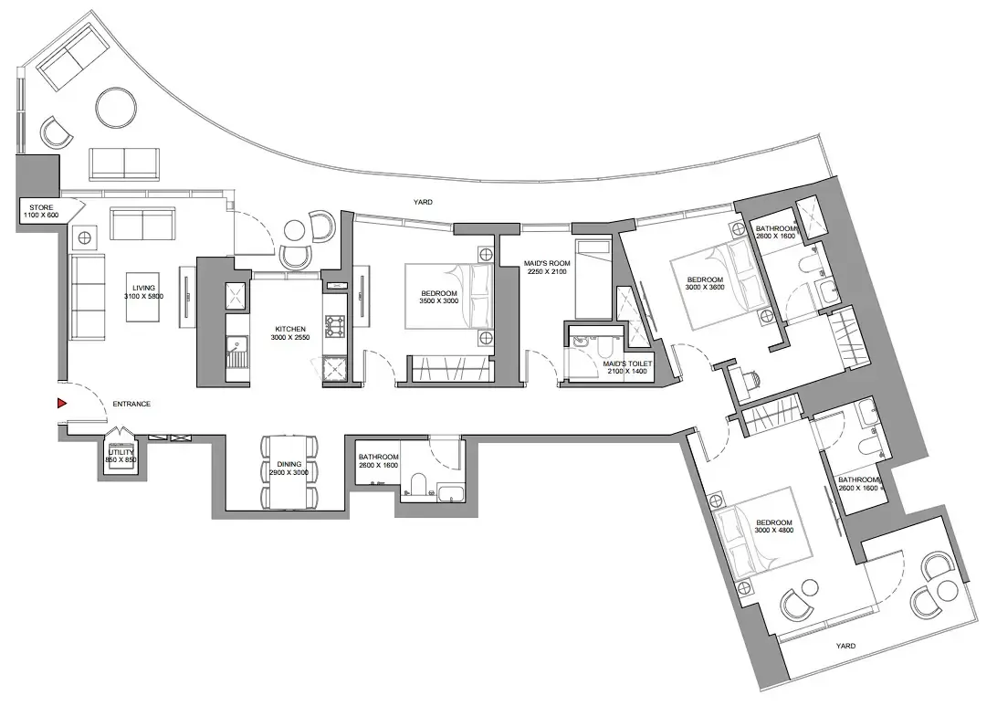 Skyscape 3 bed floor plan, 2,017 sqft