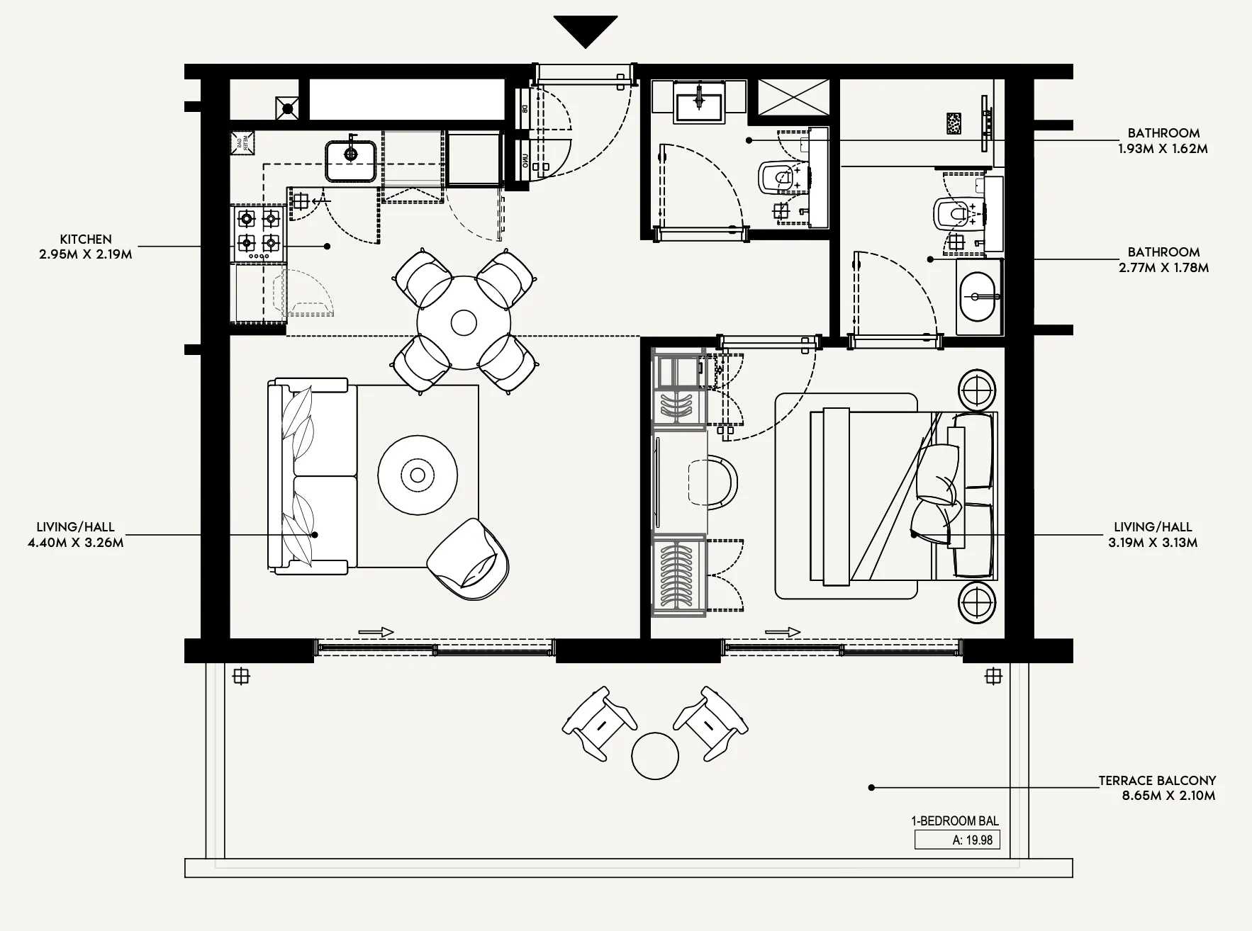 Azizi Jewel 1 bed floor plan, 760 sqft
