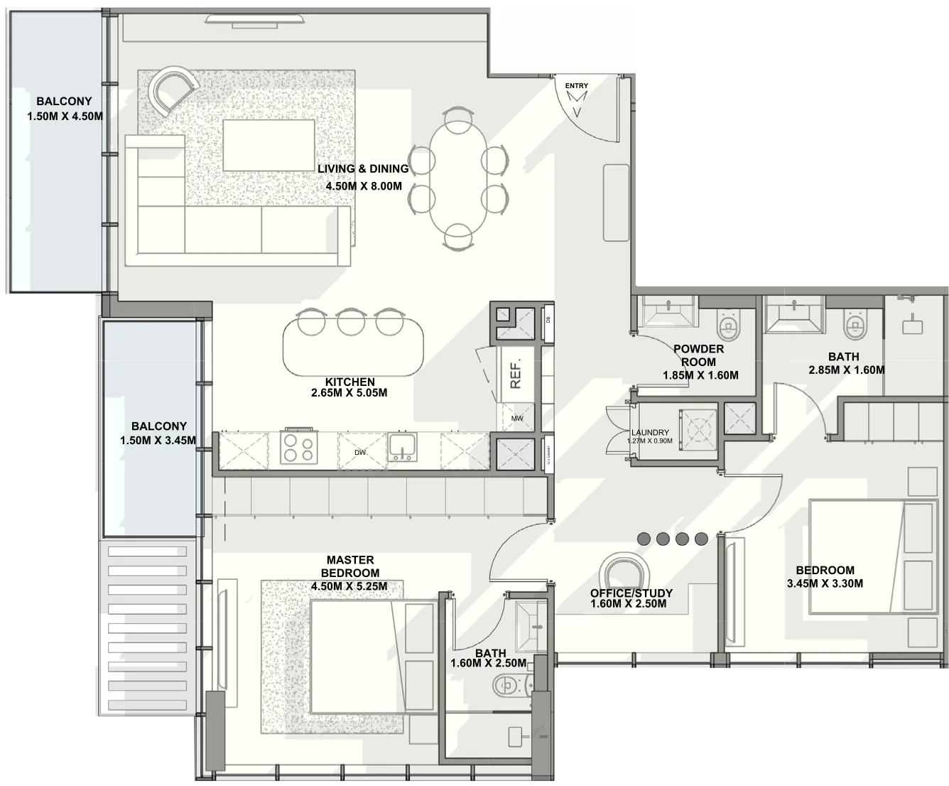 Allegro Residences 2 bed floor plan, 1,318 sqft
