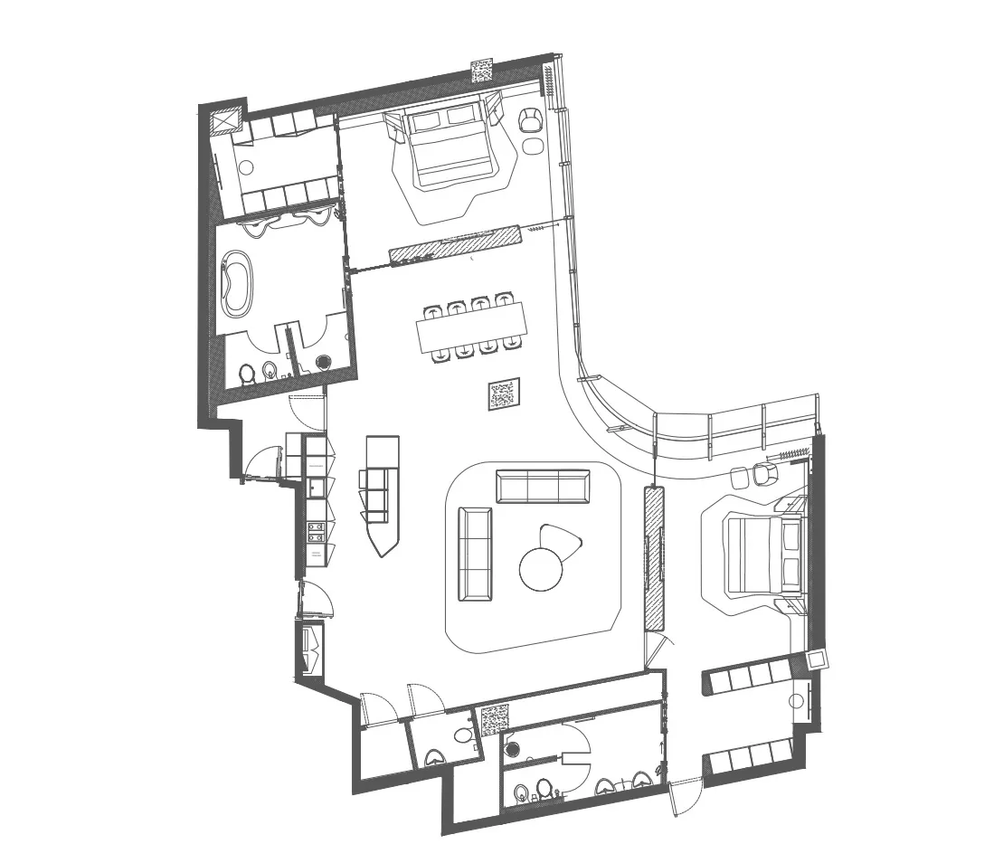 Opus By Zaha Hadid 2 bed floor plan, 2,569 sqft