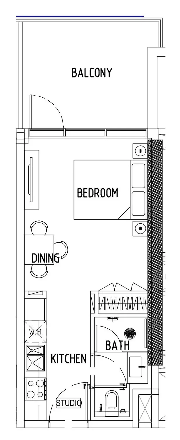 Damac District Studio floor plan, 424 sqft
