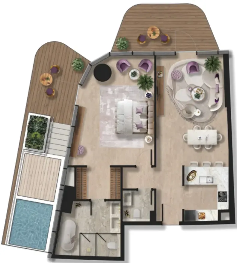 Taj Wellington Mews 1 bed floor plan, 1,548 sqft