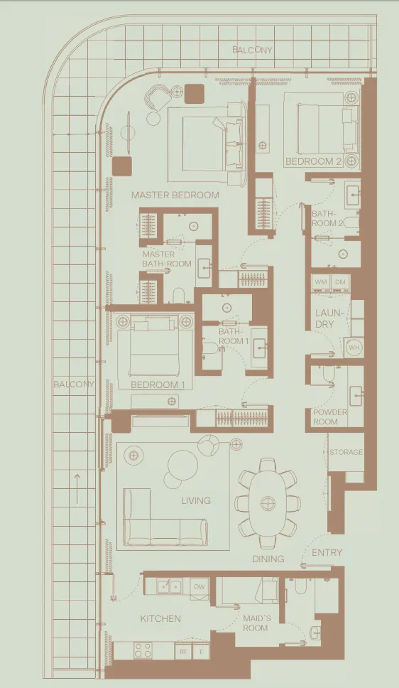 Eden House The Park 3 bed floor plan, 2,343 sqft