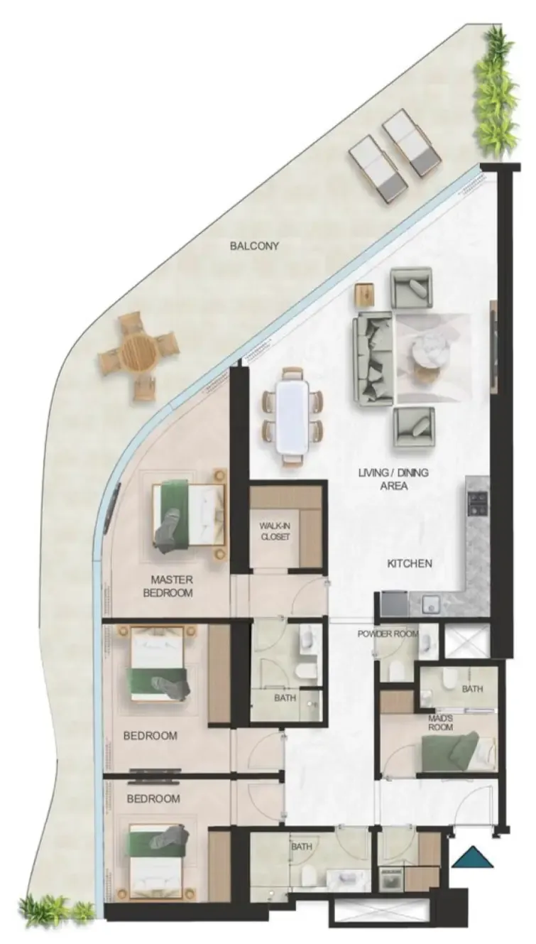 Oystra 3 bed floor plan, 2,298 sqft