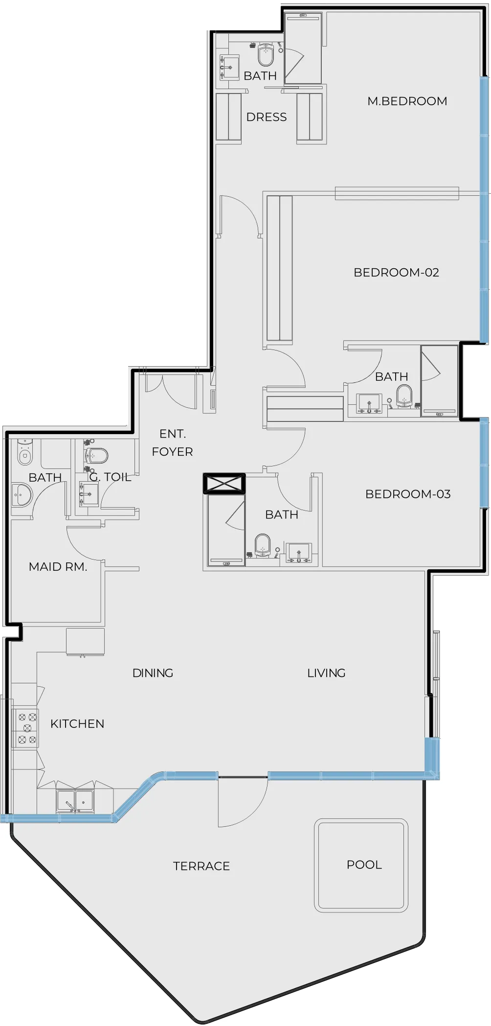 Coastal Haven 3 bed floor plan, 2,045 sqft