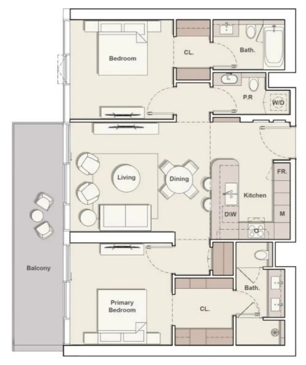 The Meriva Collection 2 bed floor plan, 1,271 sqft