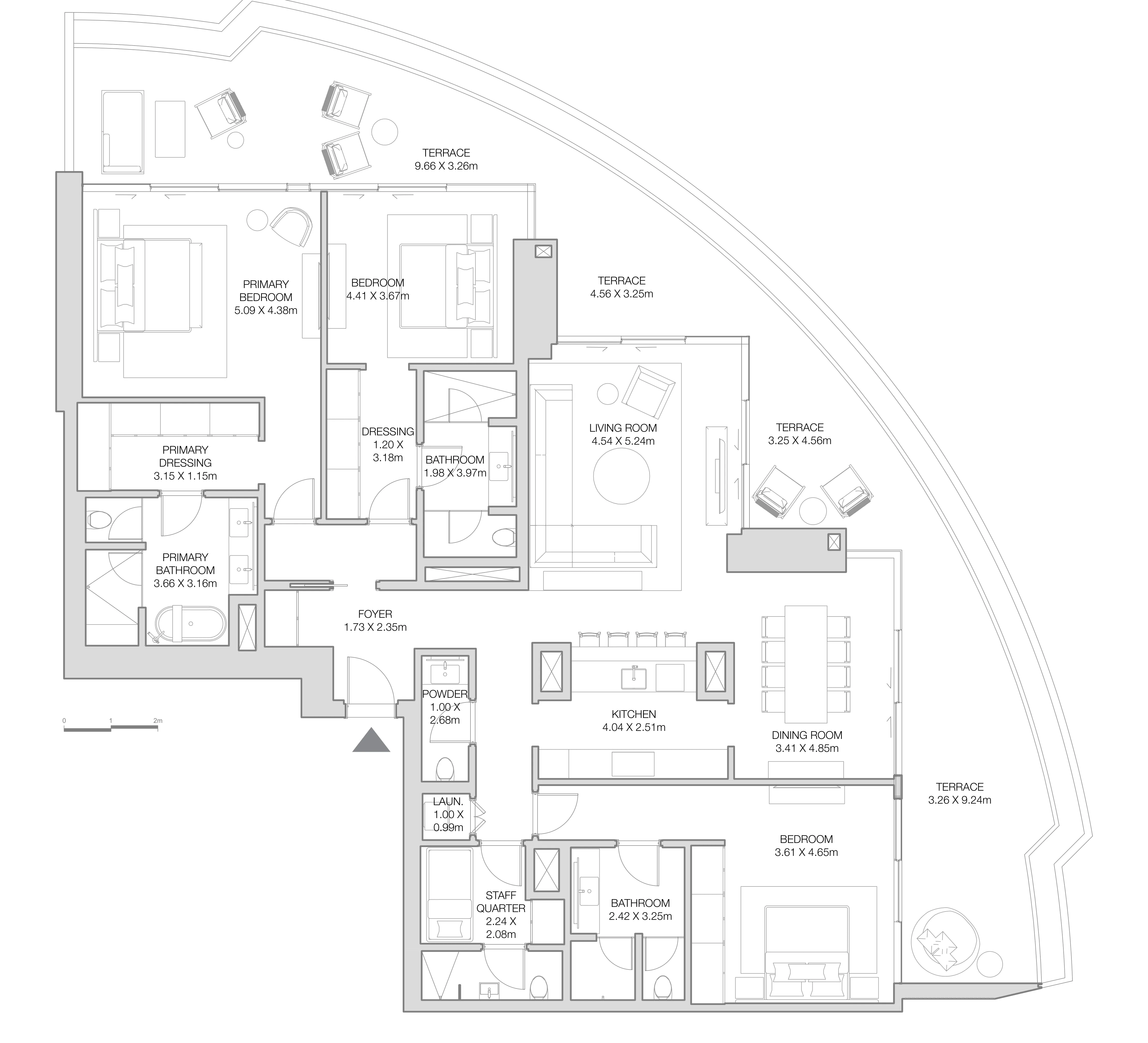 The Residences at The Dubai Beach EDITION 3 bed floor plan, 3,183 – 3,441 sqft