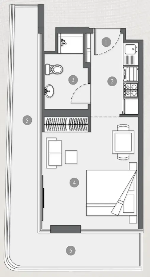 Elevia Residences  Studio floor plan, 536 sqft
