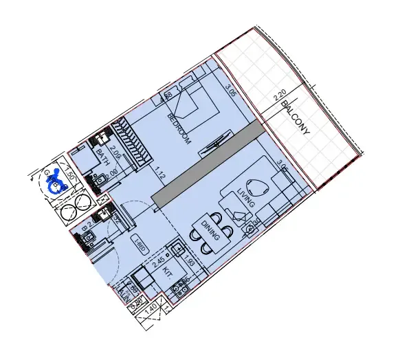 Binghatti Aquarise 1 bed floor plan, 800 sqft