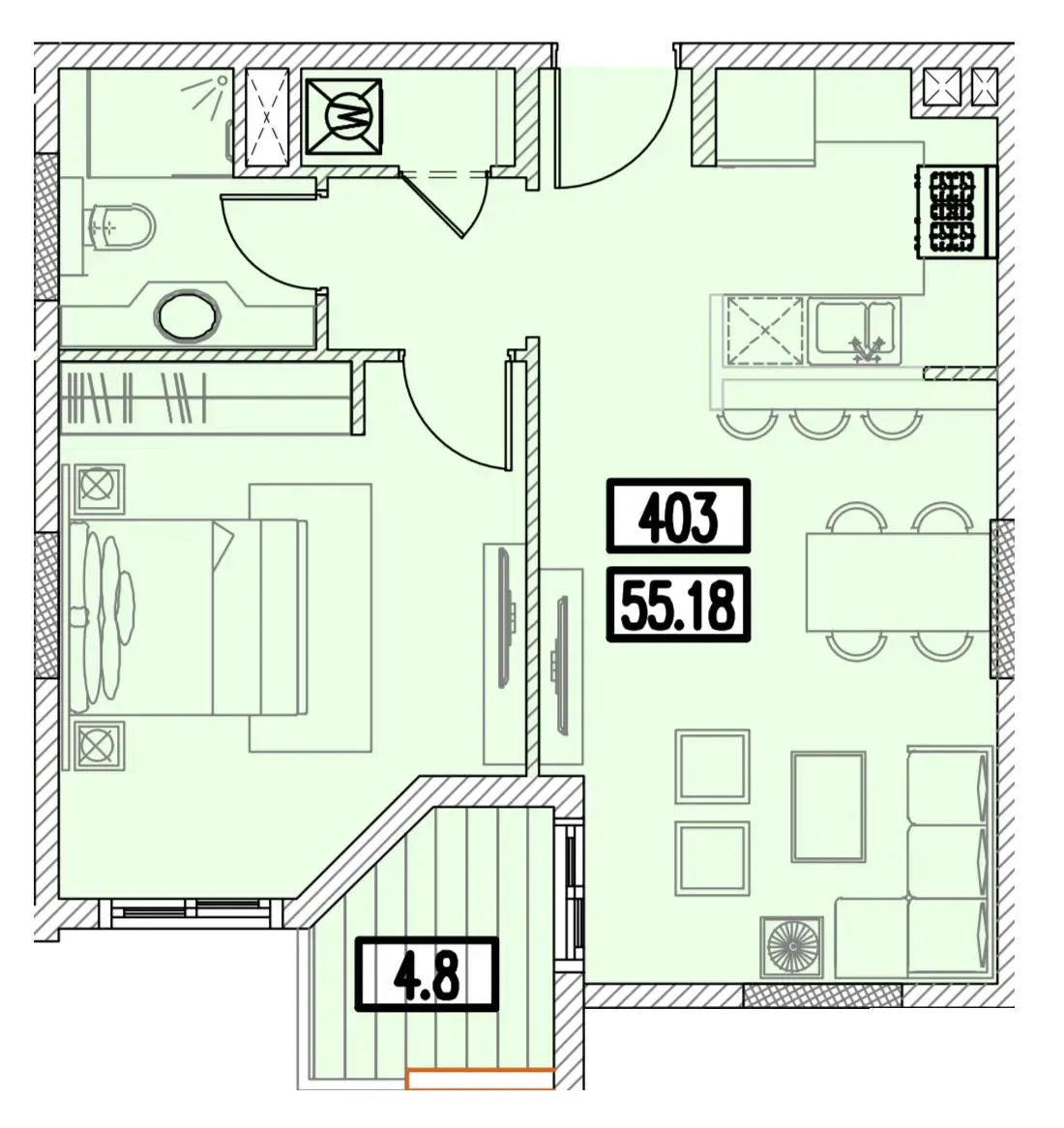 Izzzi.LifeMINT 1 bed floor plan, 646 sqft