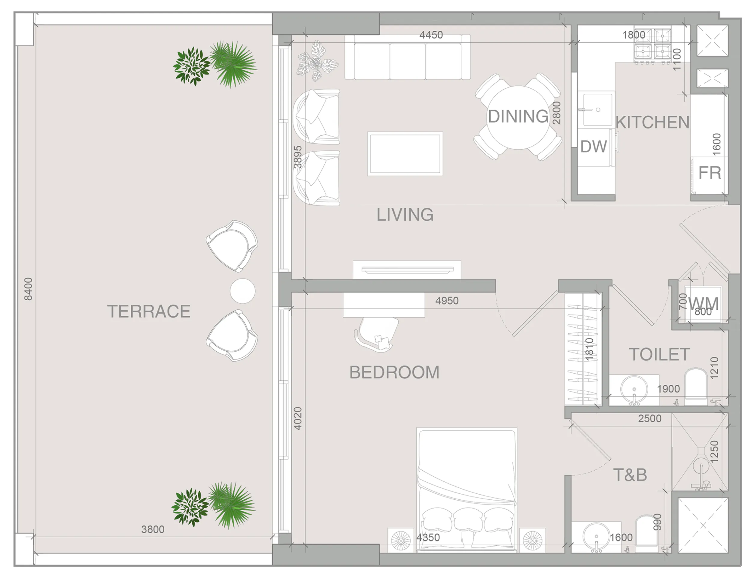 VERDAN1A 4 1 bed floor plan, 1,080 sqft
