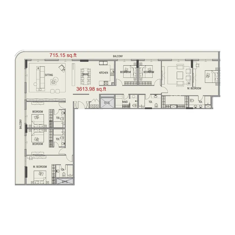 Forest City 4 bed floor plan, 4,279 sqft