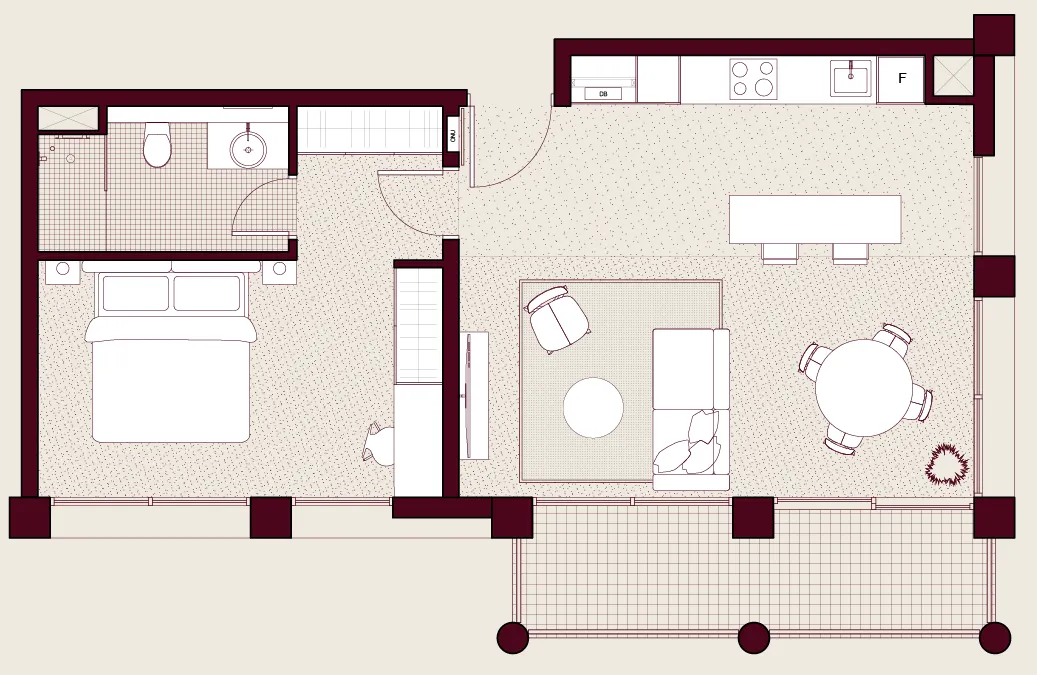 Enta Residences 1 bed floor plan, 871 sqft