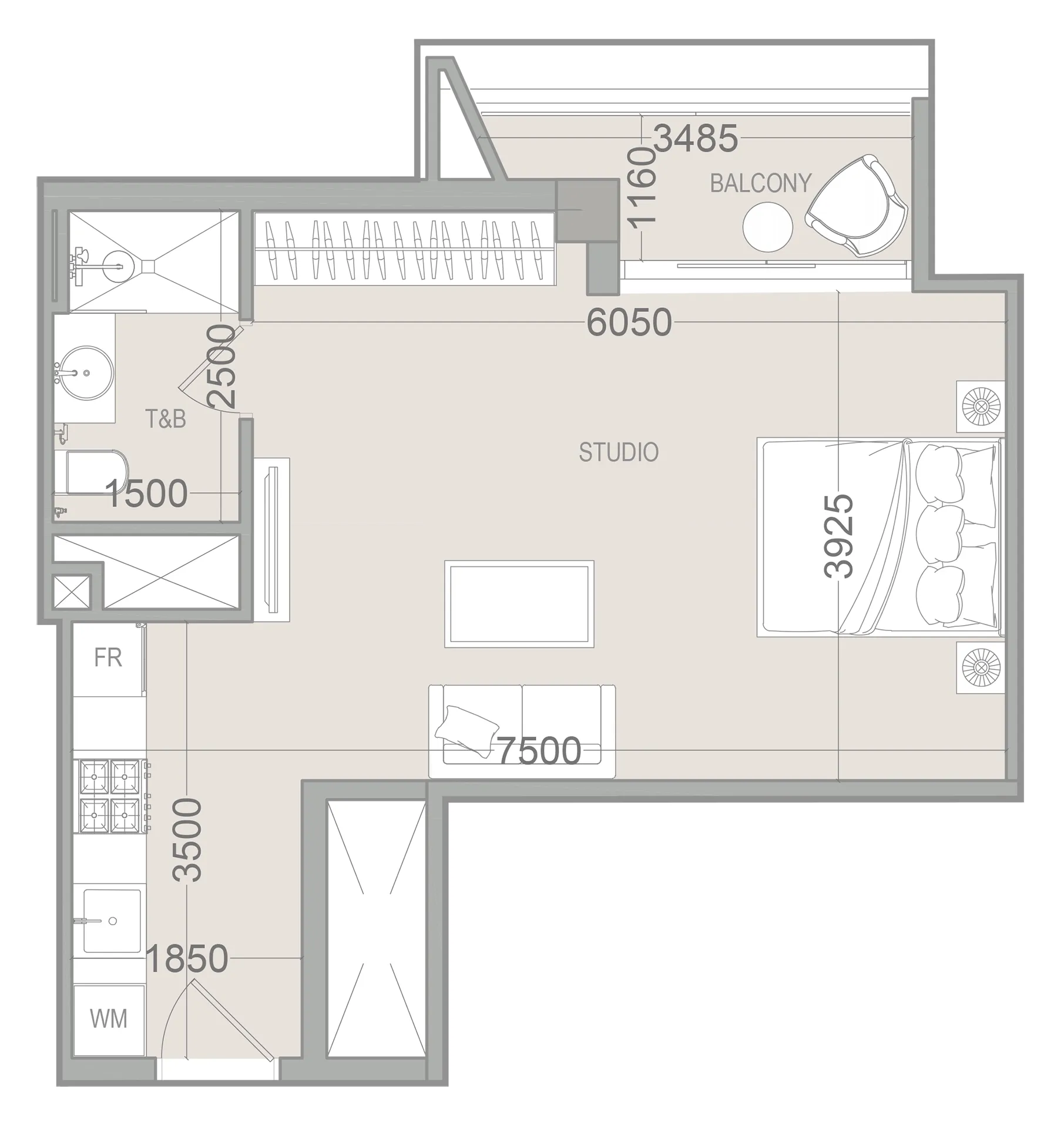 EVERGR1N House 4 Studio floor plan, 462 sqft
