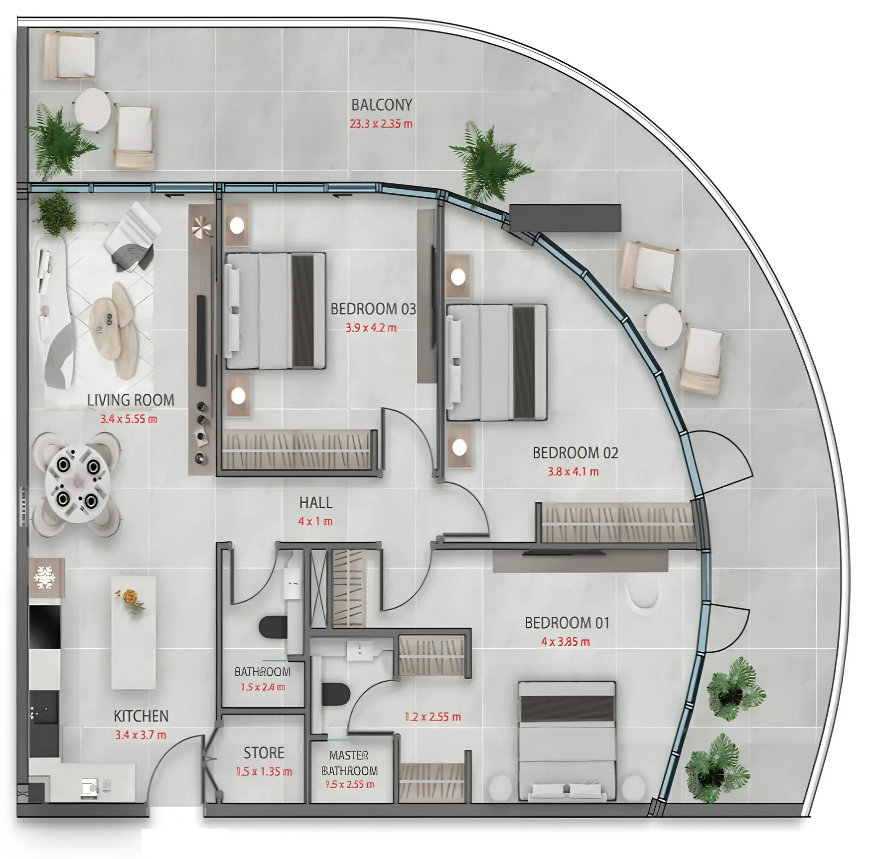 Sakura Gardens 3 bed floor plan, 1,735 sqft