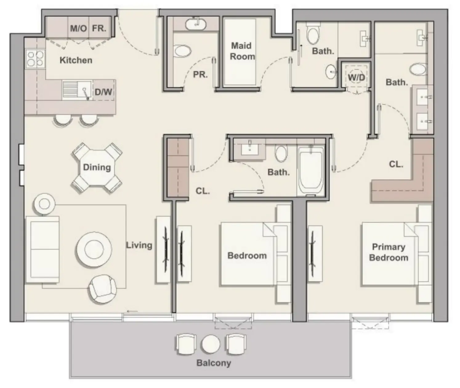 Soto Grande 2 bed floor plan, 1,253 sqft