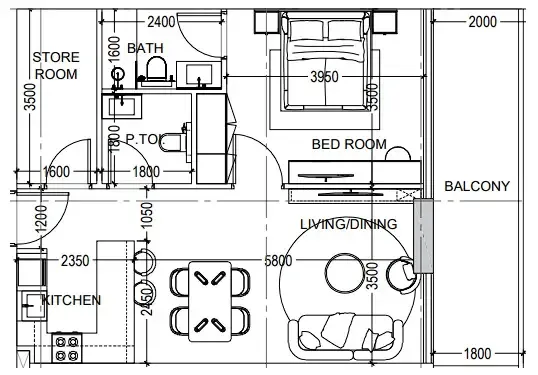 Al Haseen Residences 6 1 bed floor plan, 791 sqft