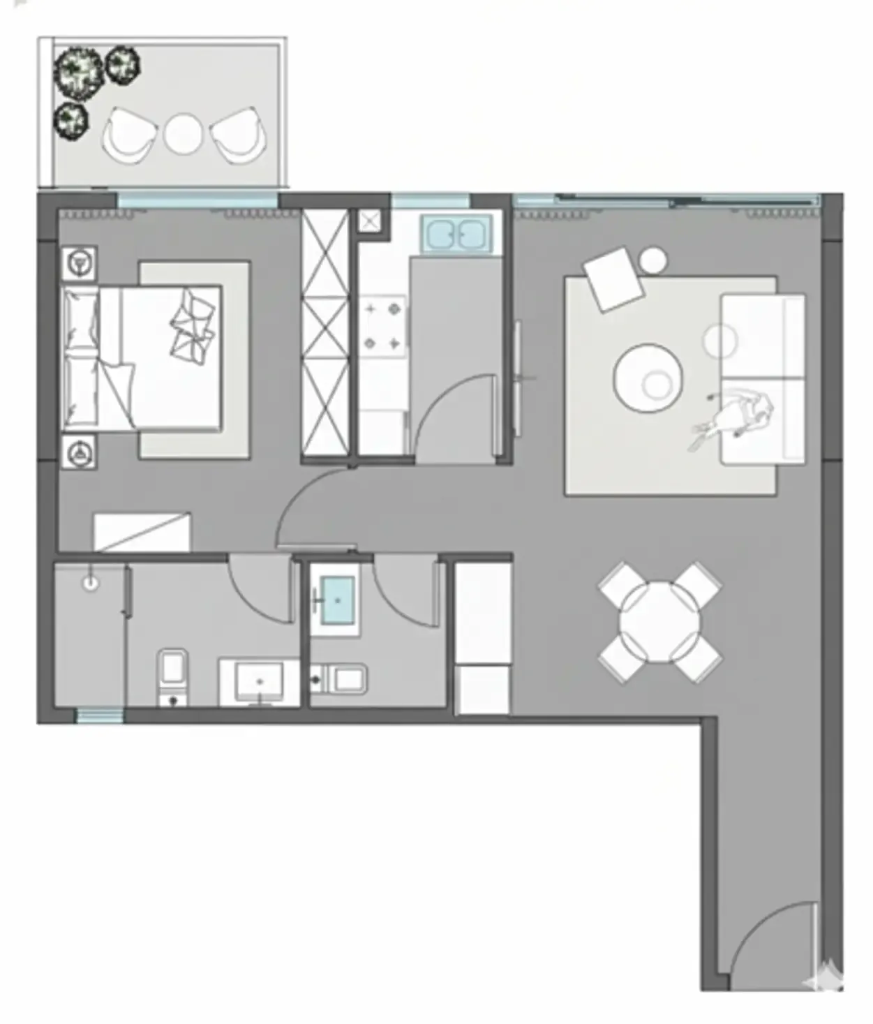 Dreamlife Residences 1 bed floor plan, 812 sqft