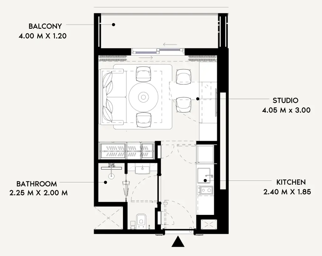 Azizi Lina Studio floor plan, 327 sqft