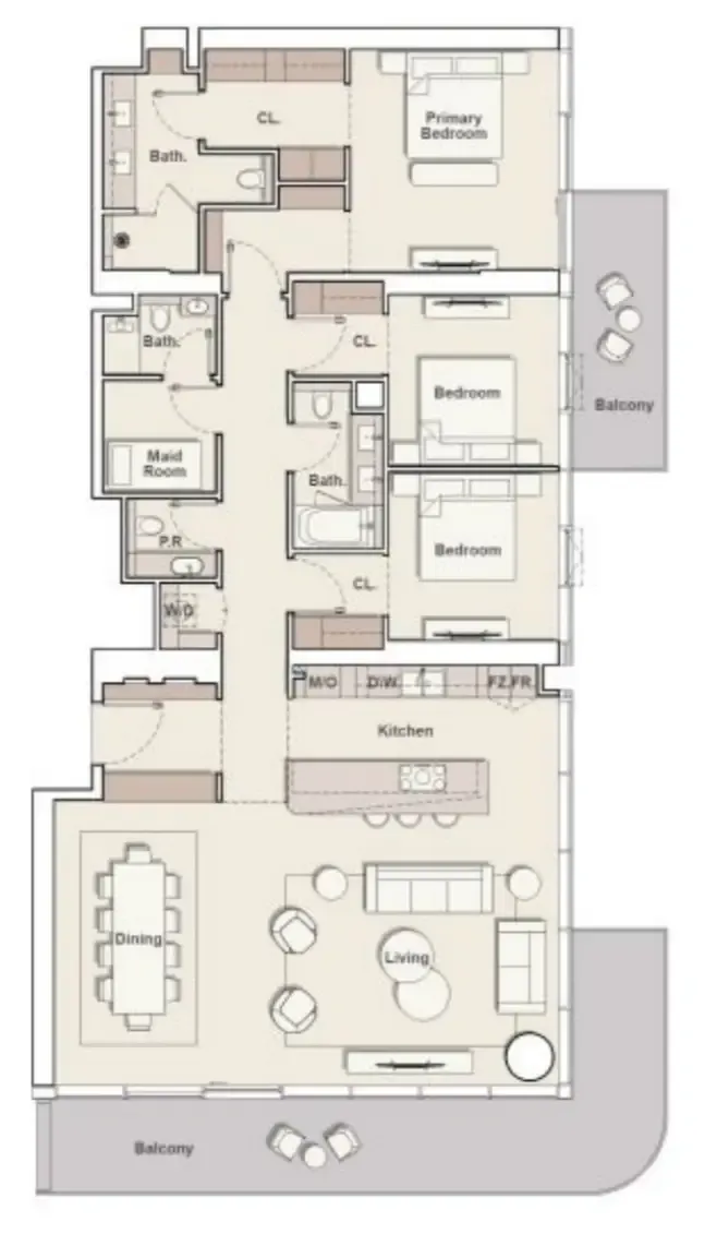 The Meriva Collection 3 bed floor plan, 2,324 sqft