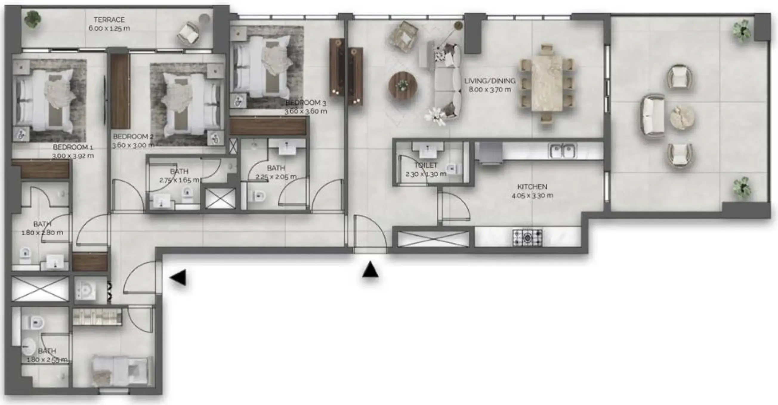 Amazonia Residence 3 bed floor plan, 1,931 sqft