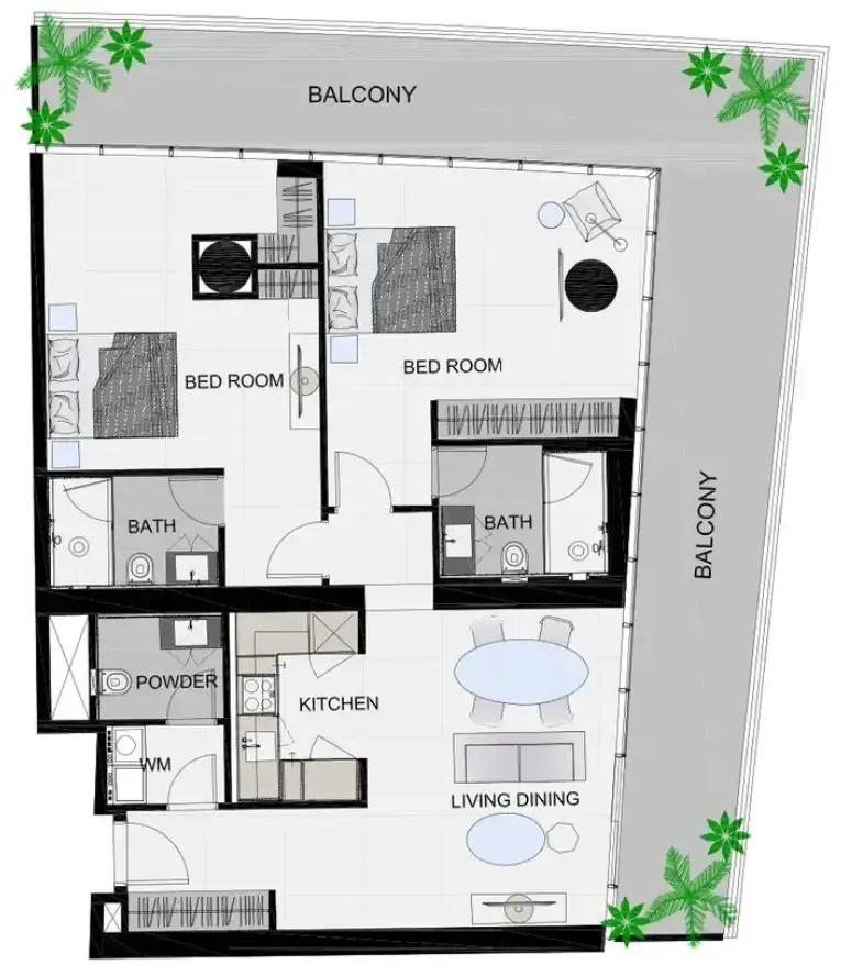 The Community Sports Arena 2 bed floor plan, 1,644 sqft