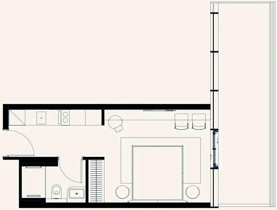 Trussardi Residences Phase Two Studio floor plan, 533 sqft