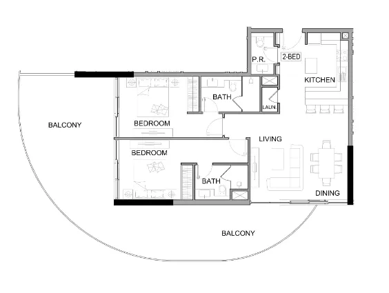 Damac Lagoons Views Phase 2 2 bed floor plan, 1,580 sqft