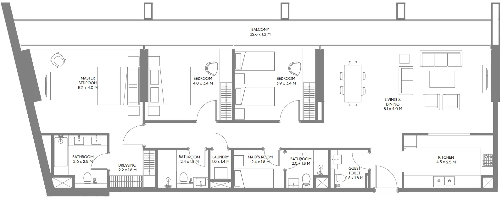 Safa Parkview 3 bed floor plan, 1,948 sqft