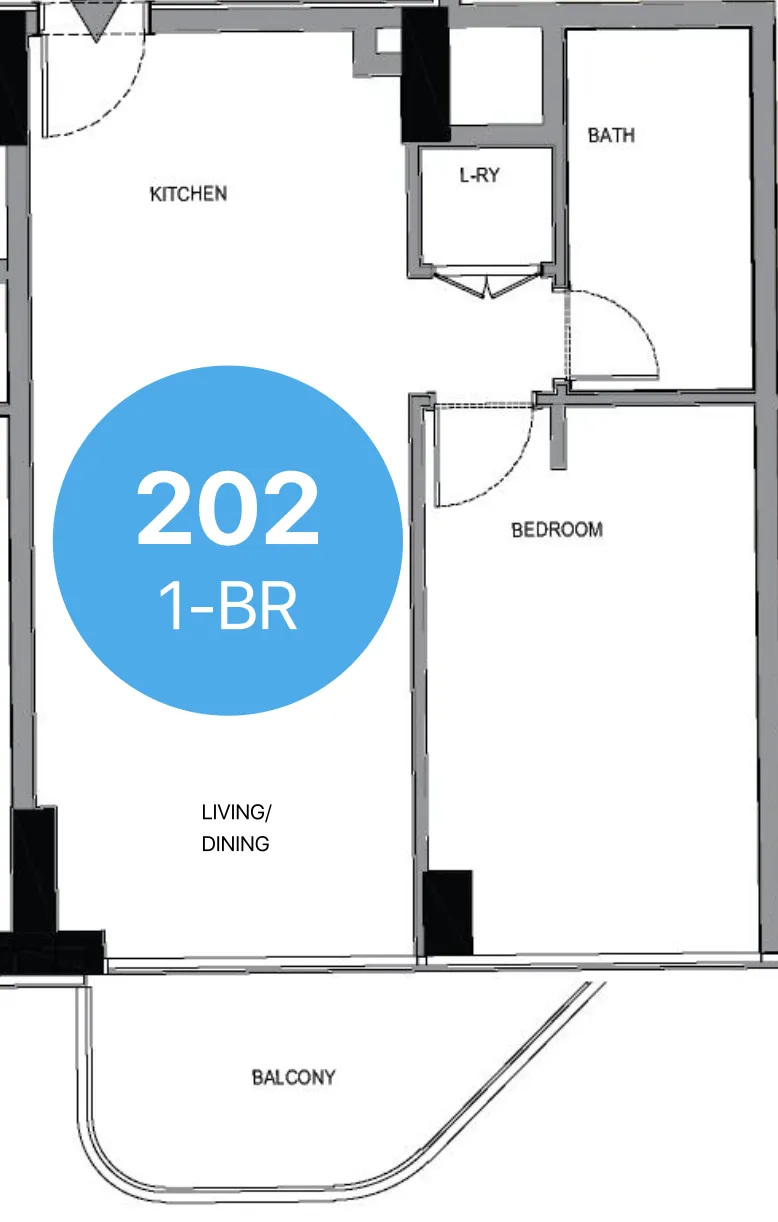 Edgewater Residences 1, 2 and 3 1 bed floor plan, 784 sqft