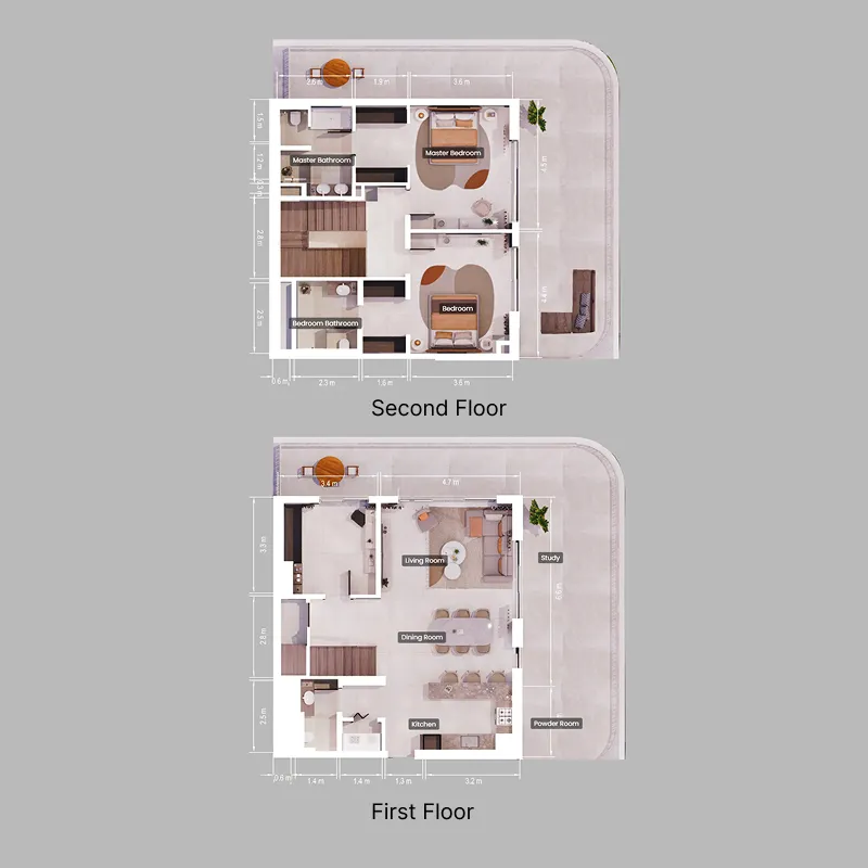 Verdes by Haven 2 bed floor plan, 2,375 sqft