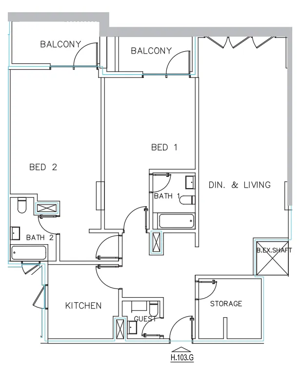 Janayen Avenue 2 bed floor plan, 1,581 sqft