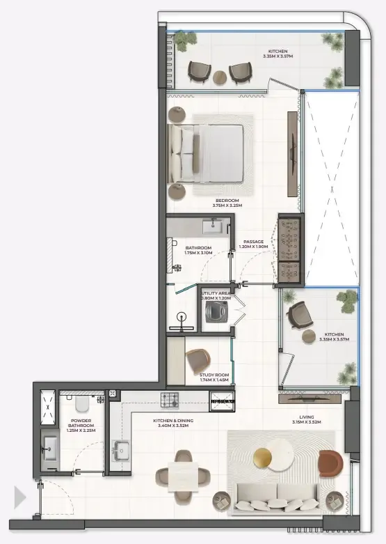 Derby Heights by AMIS 1 bed floor plan, 783 sqft