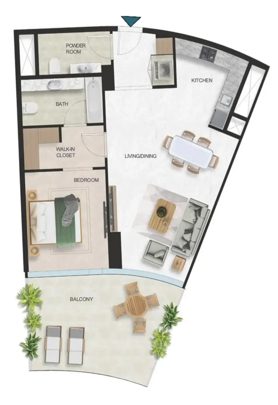 Oystra 1 bed floor plan, 1,026 sqft